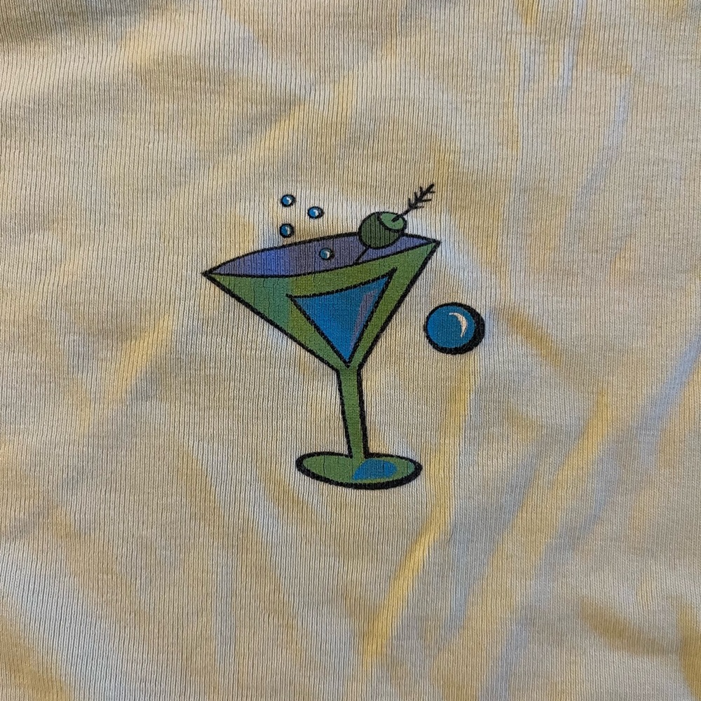 90s Y2K lime green martini cotton tee